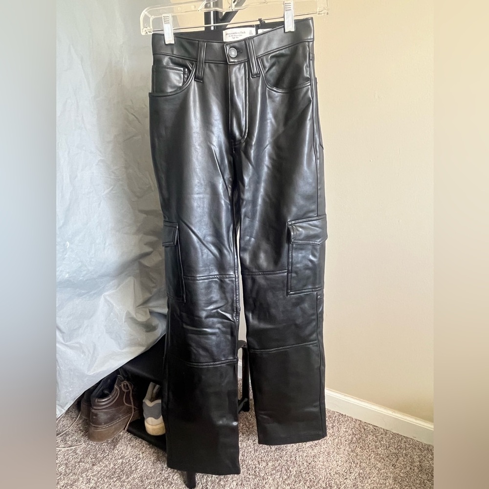 Abercrombie & Fitch Vegan Leather Cargo Pants